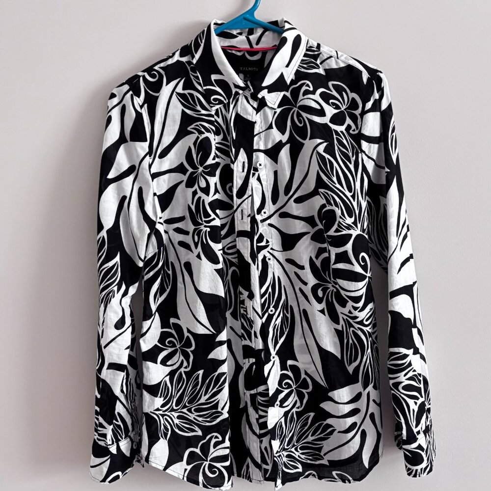 Talbots Shirt Black and White Size S